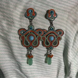 Funky Orange and Turquoise Earrings
